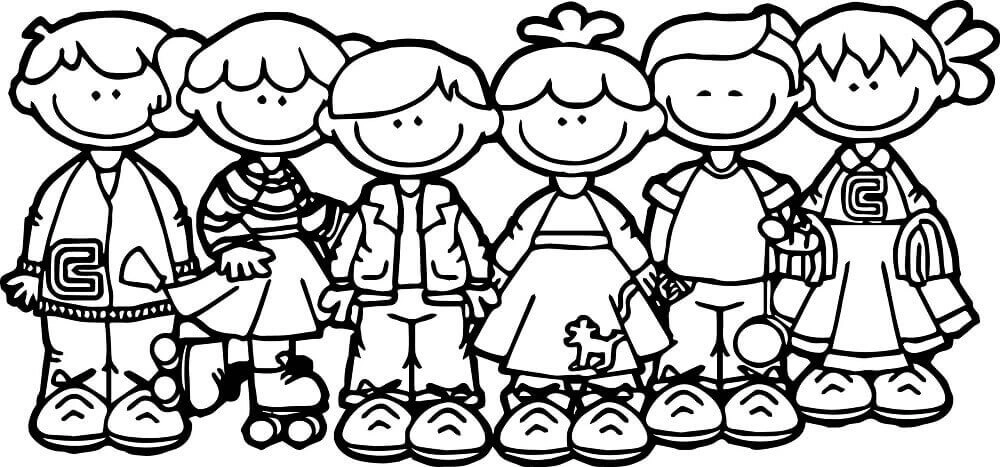Coloring book of children waiting for gifts